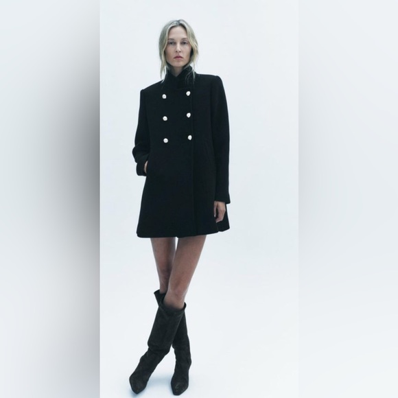 Double Breasted high collar wool blend coat - Picture 1 of 3